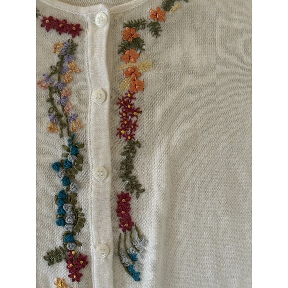American Knitworks Petites Embroidered Cardigan Sweater Size pp - Picture 5 of 10